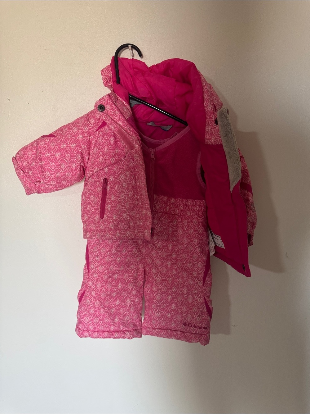 Columbia Pink Girls' Snow Jacket and Bib Set